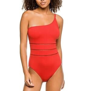 Bleu Rod Beattie One Shoulder Mio Swimsuit Ginger Orange MSRP $119 | Size 8 New